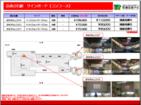 写真・位置図・広告料・制作・取付料などを、翌日までにこちらの企画書でご提案させていただきます。