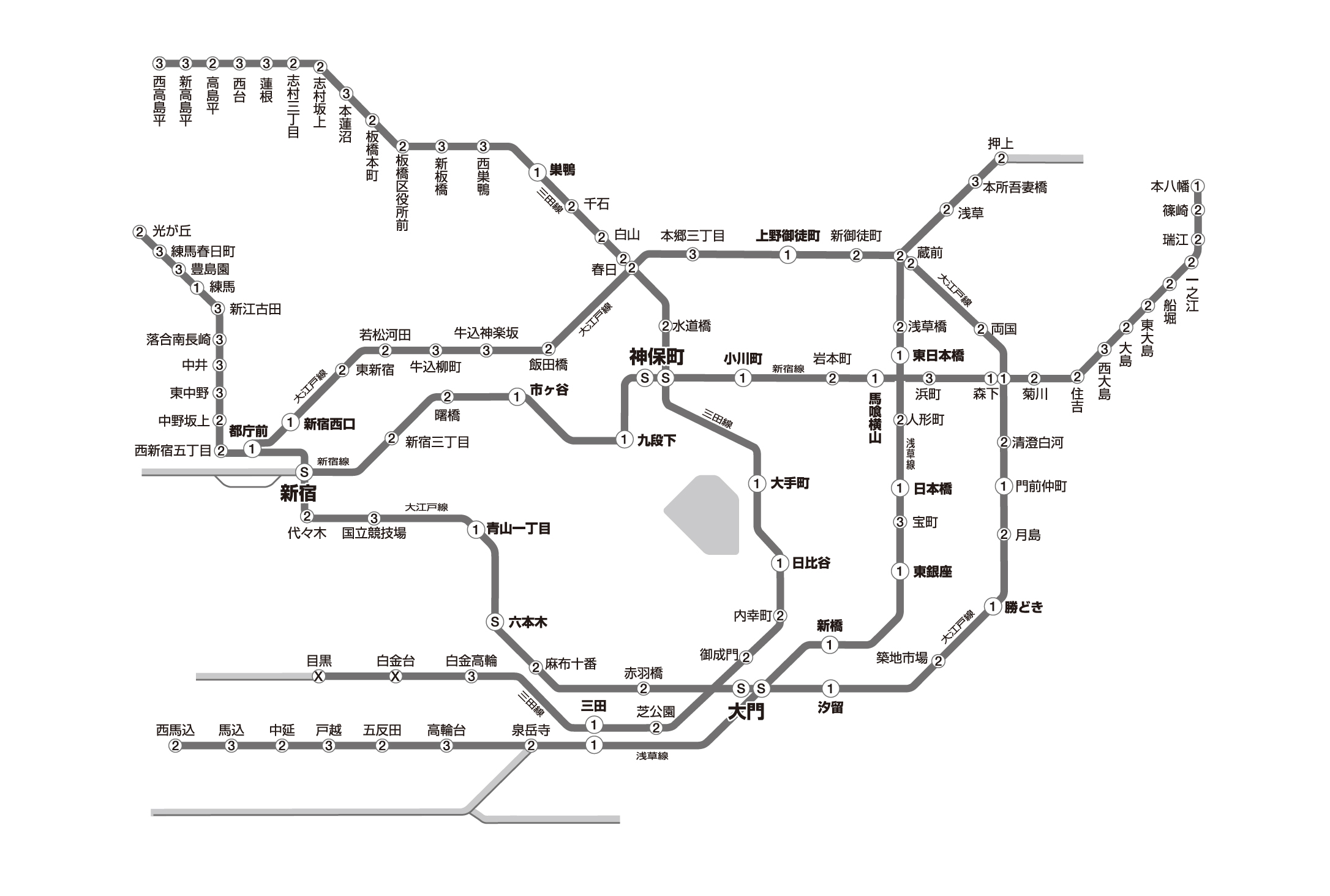 都営地下鉄 車内路線図8枚セット