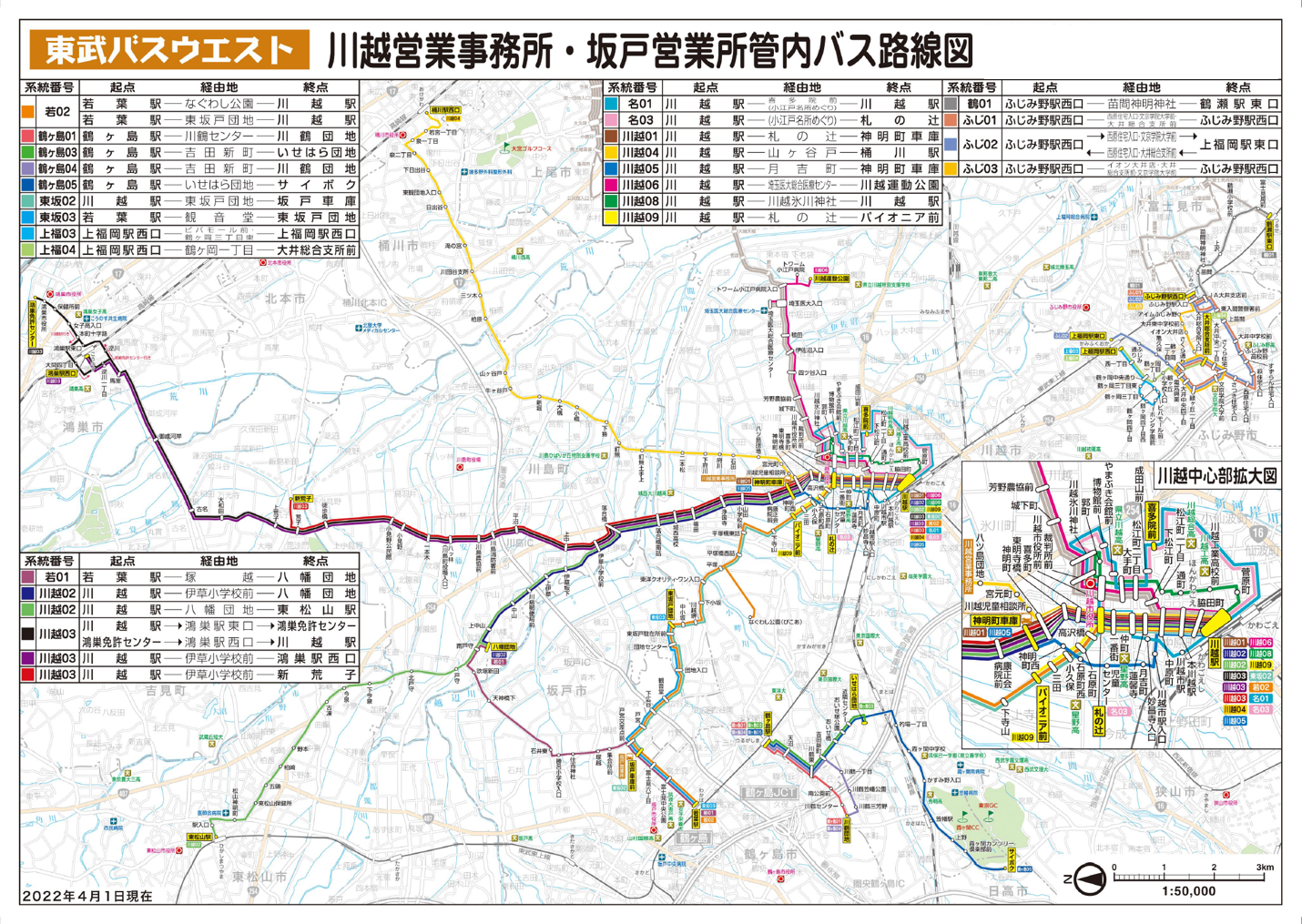 【東武バス】川越営業所路線図