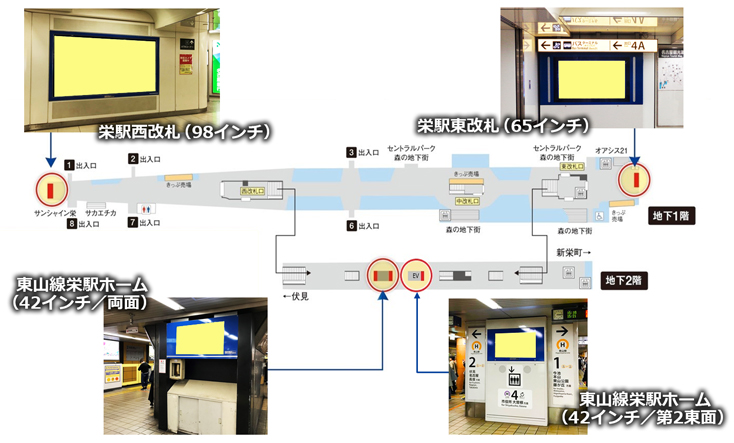 栄駅 設置位置図