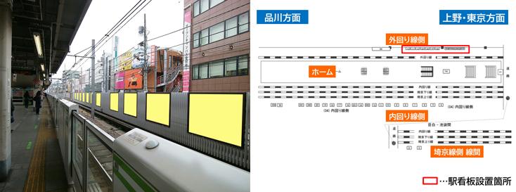 JR目白駅 山手線 外回り線側 駅看板広告