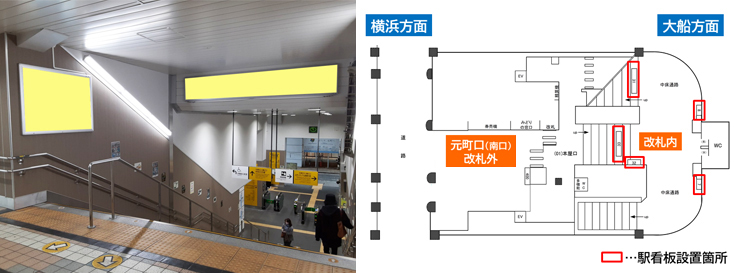 JR石川町駅 元町口（南口） 駅看板広告