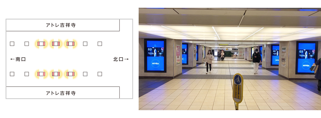 J・ADビジョン 吉祥寺駅 南北自由通路（駅デジタルサイネージ広告）