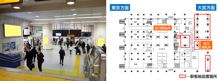 JR赤羽駅 北口 改札内外 駅看板広告