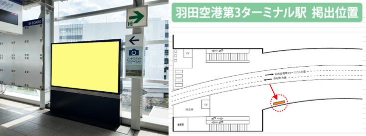 東京モノレール 羽田空港ホームシート広告 羽田空港第3ターミナル駅