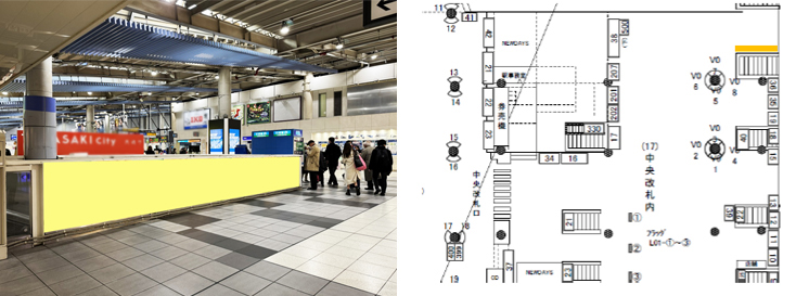 品川中央改札内腰壁ボード