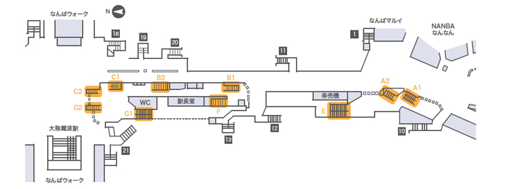 なんば駅臨時集中貼 図面