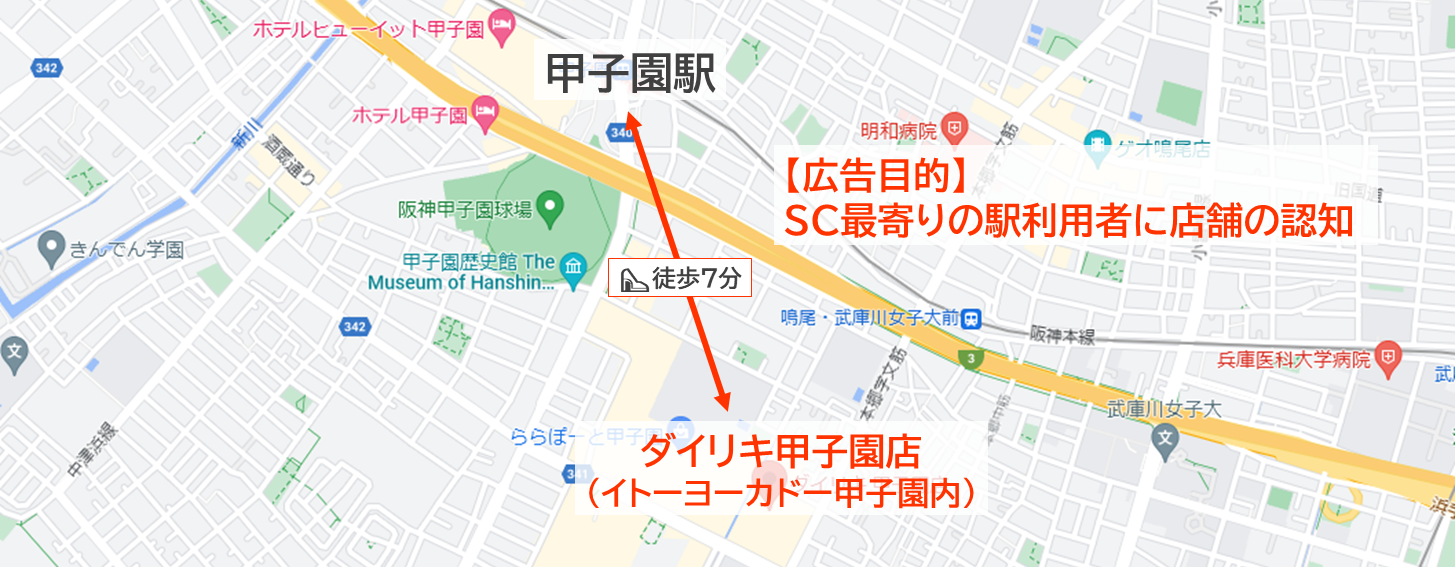甲子園駅_広告_駅近店舗の集客地図イメージ