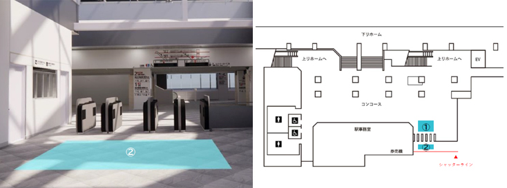 JR幕張豊砂駅 床面広告