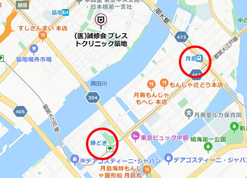 ブレストクリニック築地様位置関係
