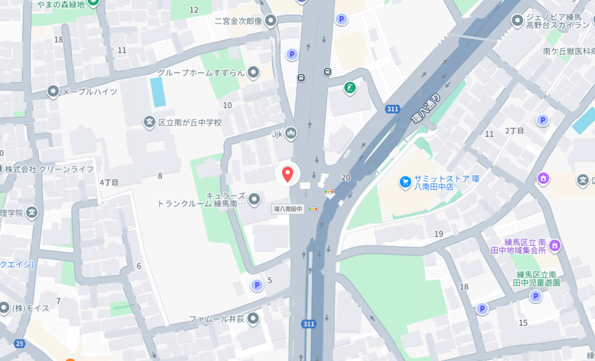 株式会社エコハウス様_環状八号線「南田中交差点」付近地図