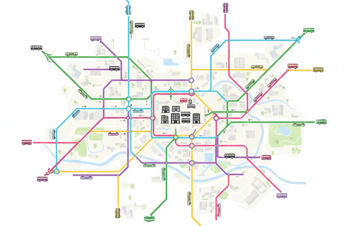 バス営業所_運行路線図イメージ
