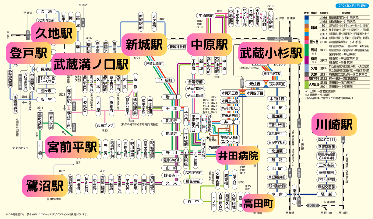 川崎市営バス】井田営業所 路線図