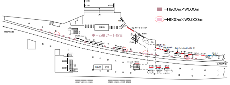 京急品川駅 ホーム柵シート広告 図面