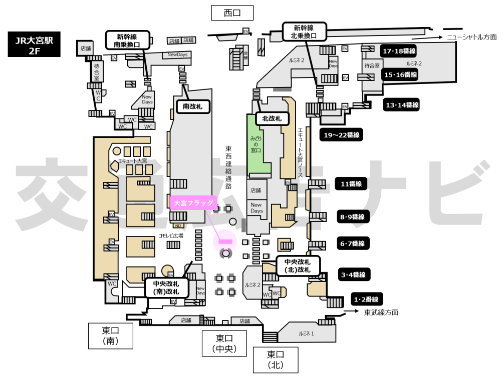 JR大宮駅フラッグシート位置図