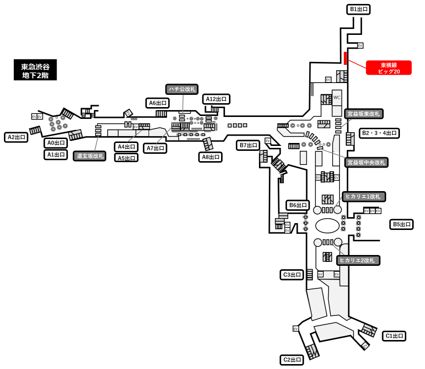 渋谷ビッグ20広告位置図