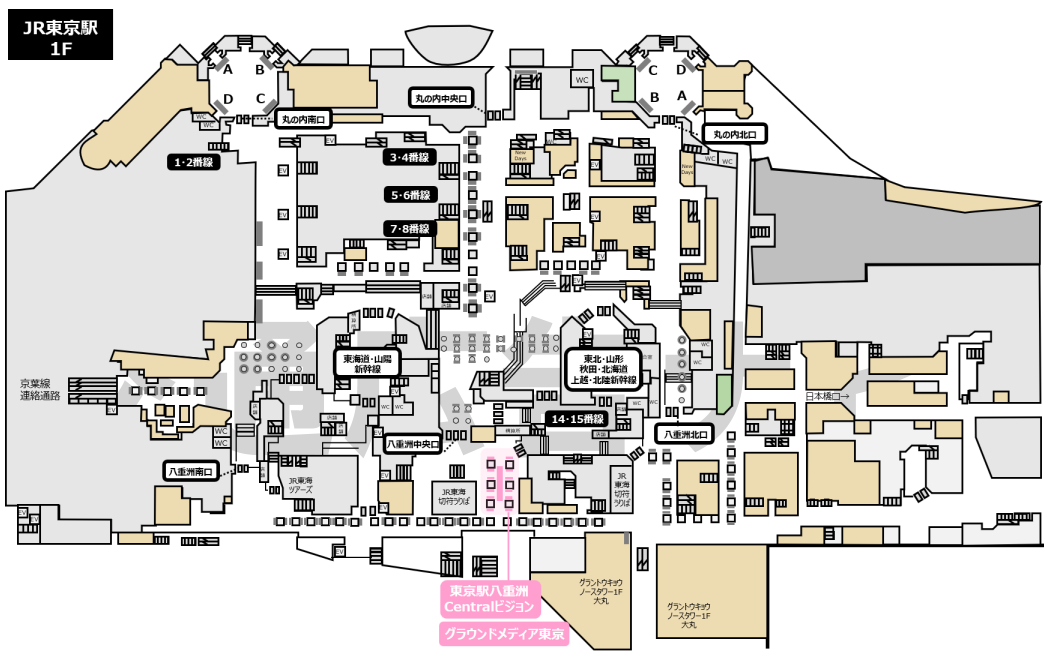 JR東京駅八重洲Centralビジョン掲出位置図