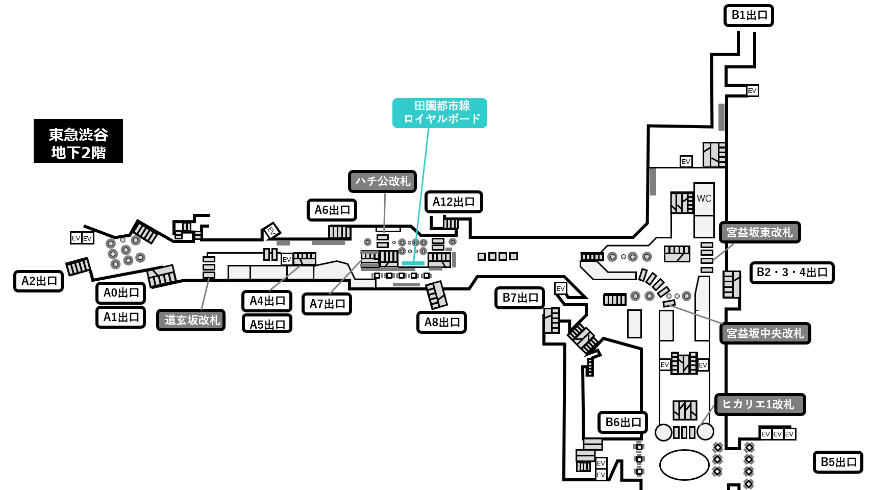 東急渋谷駅東横線ロイヤルボード位置図