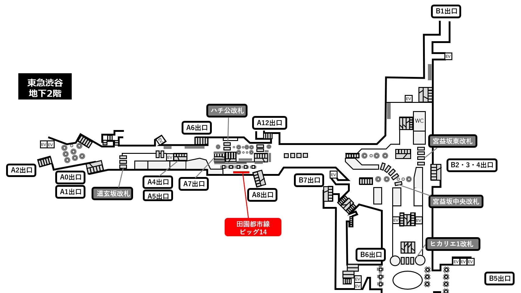 東急渋谷駅ビッグ14位置図