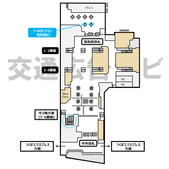 J・ADビジョン 秋葉原駅 電気街口位置図
