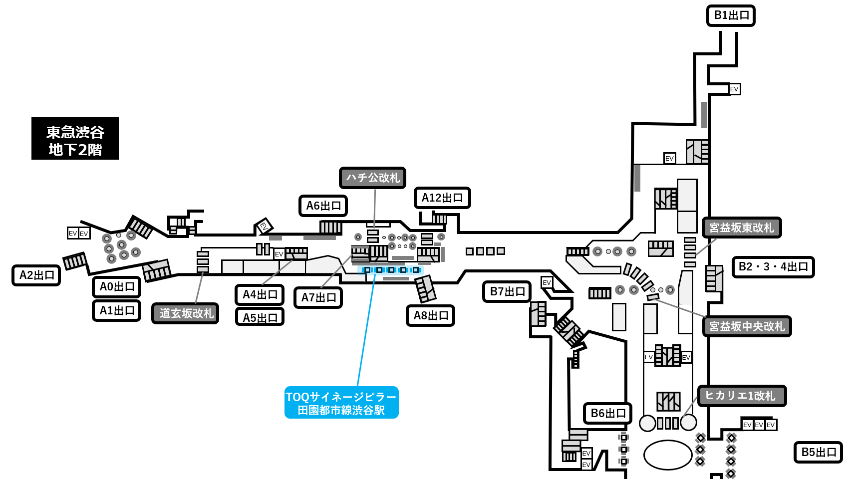 東急渋谷駅TOQサイネージピラーDT渋谷駅位置図