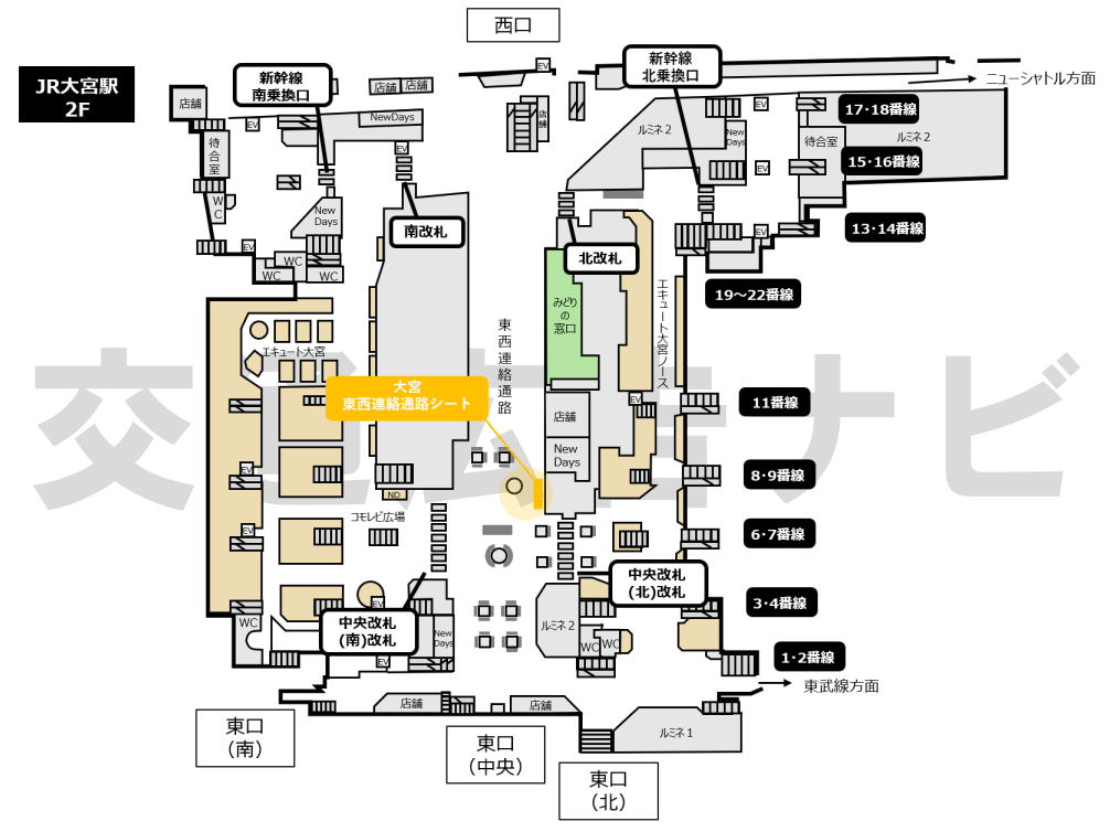 JR大宮駅東西連絡通路シート位置図
