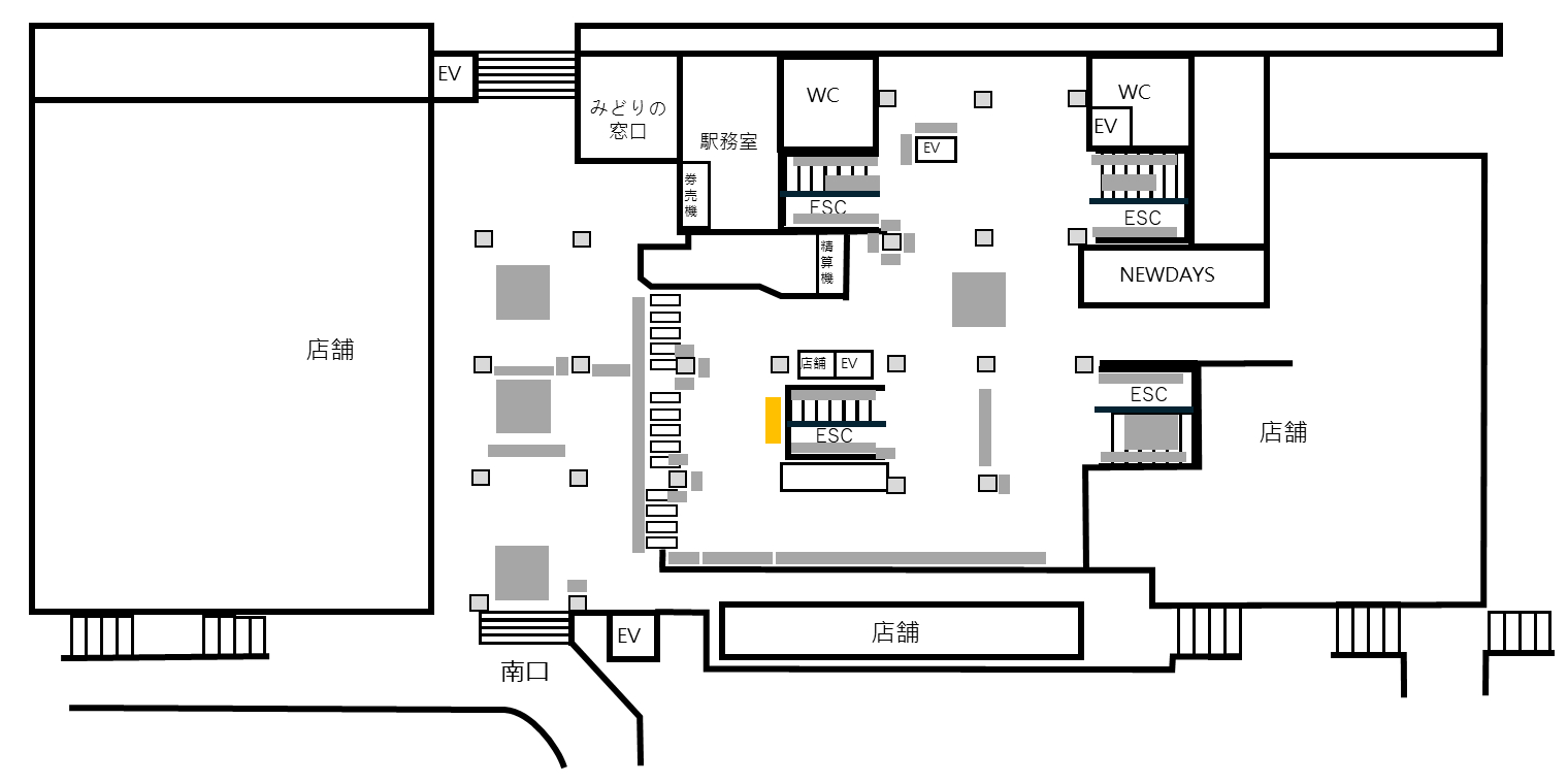 改札正面壁面シート広告 図面