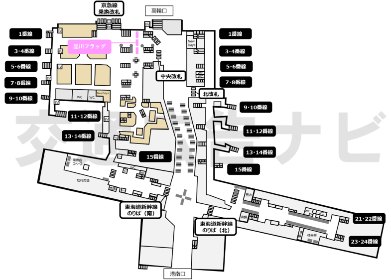 JR品川駅フラッグ掲出位置図