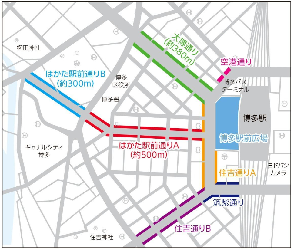 博多街路灯バナー広告位置図