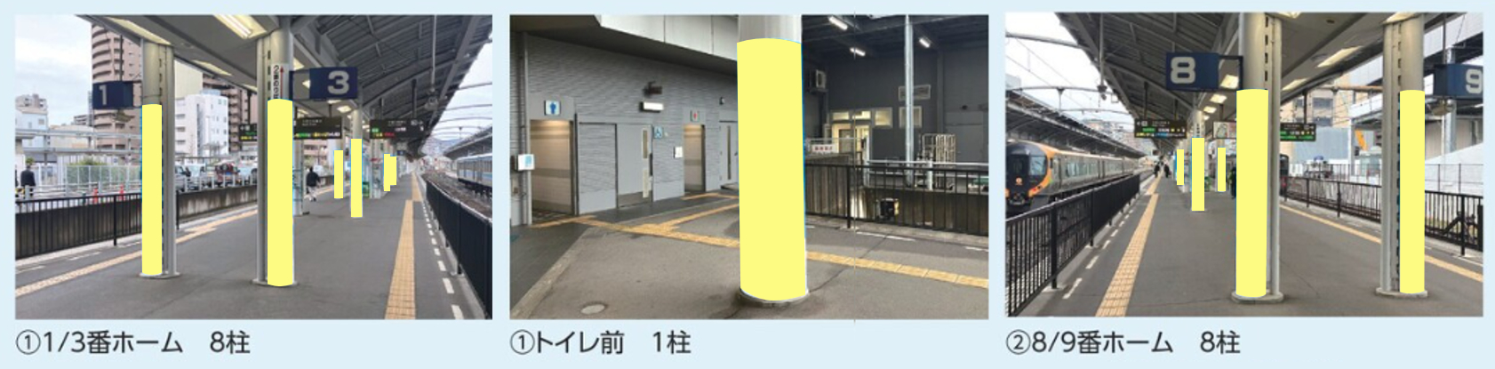高松駅 ホーム円柱ラッピング広告