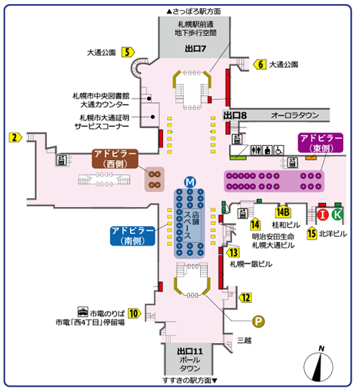 大通駅アドピラー位置図