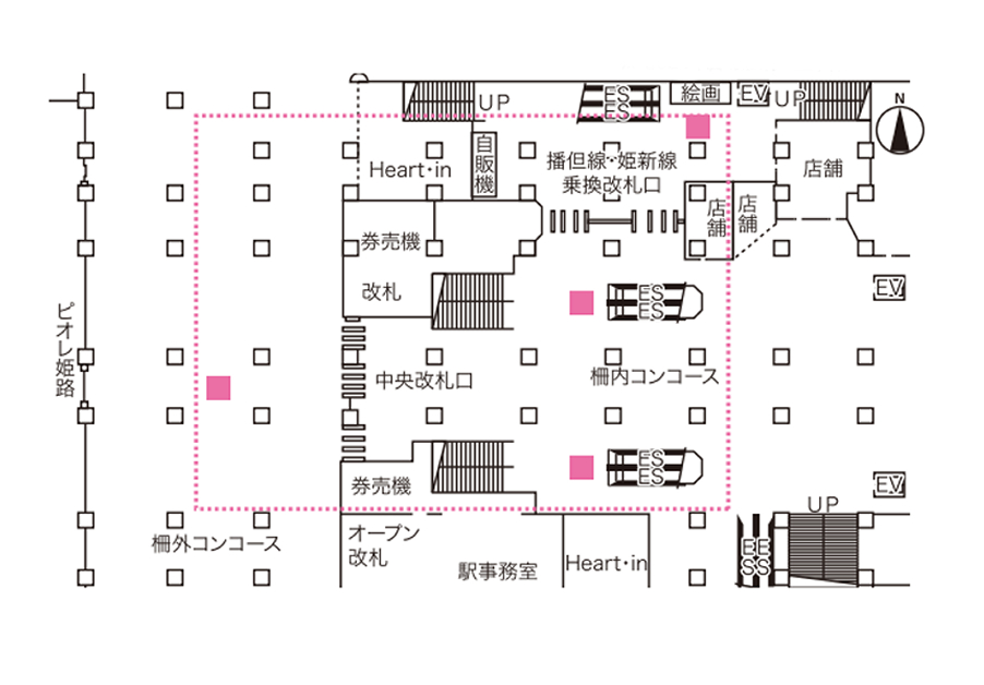 JR姫路駅 デジタルサイネージ位置図