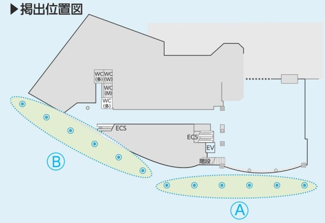 JR高松駅 ピロティ円柱シート広告位置図