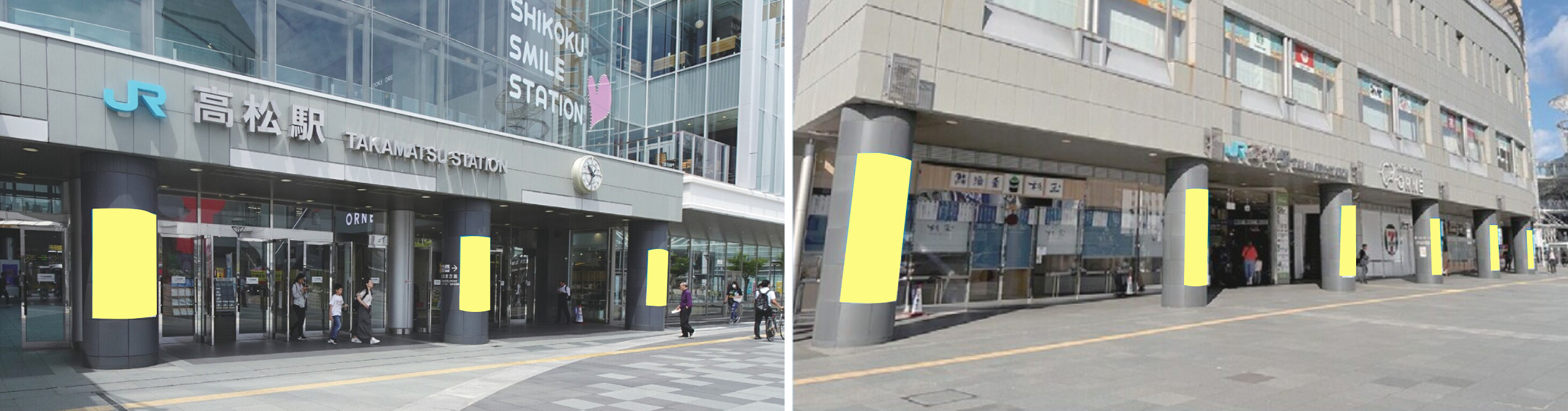 高松駅 ピロティ円柱シート広告