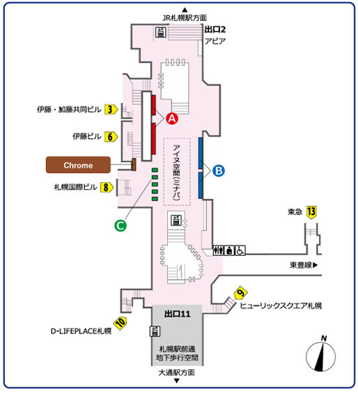 >さっぽろ駅 Chrome位置図”></p>
<p><SMALL>※制作・取付撤去作業費は広告料金に含まれません<br />
※写真はイメージになります</SMALL></div>
<div align=