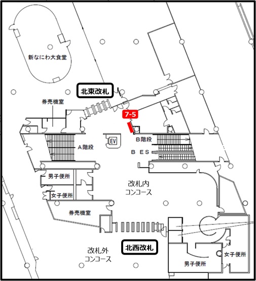 新大阪駅看板（シート型）NO.7-5位置図