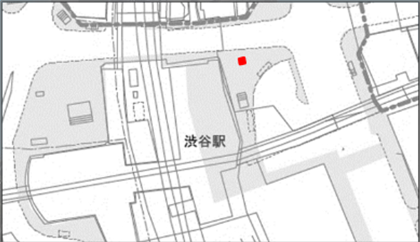 渋谷駅21番エレベーター屋上立体広告物・壁面シート位置図