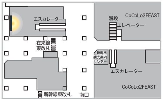 新潟駅 大型LEDビジョン位置図
