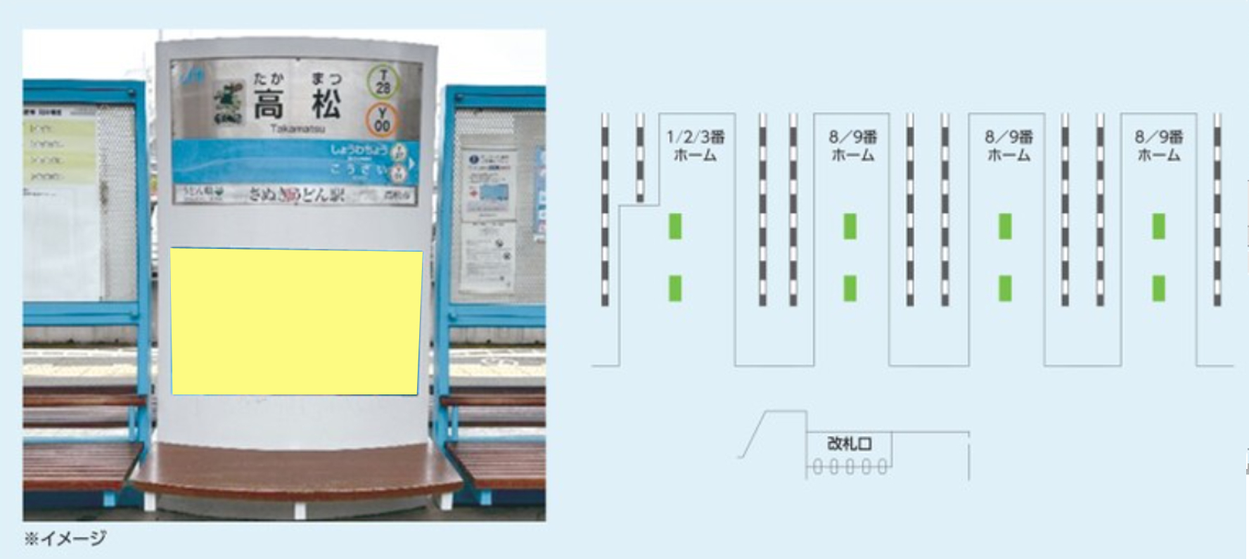 JR高松駅 駅名標下シート広告