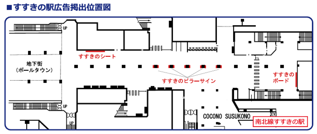 すすきの駅 駅広告位置図