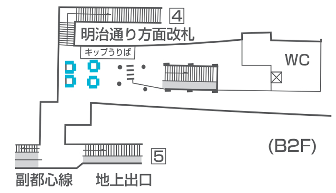 東京メトロ明治神宮前〈原宿〉駅MCV(メトロコンコースビジョン)単駅1monthスポット掲出位置図