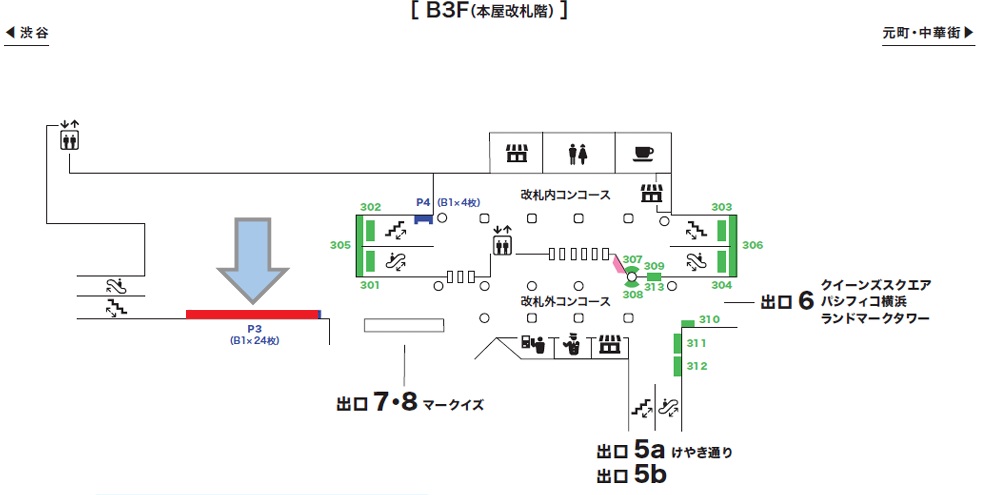 みなとみらい駅推しROAD掲出位置図